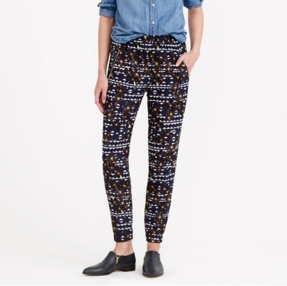 J.Crew Turner Pant in Hidden Floral & Geo‎ Pull-On Pants Joggers Zip Pockets - Picture 1 of 7